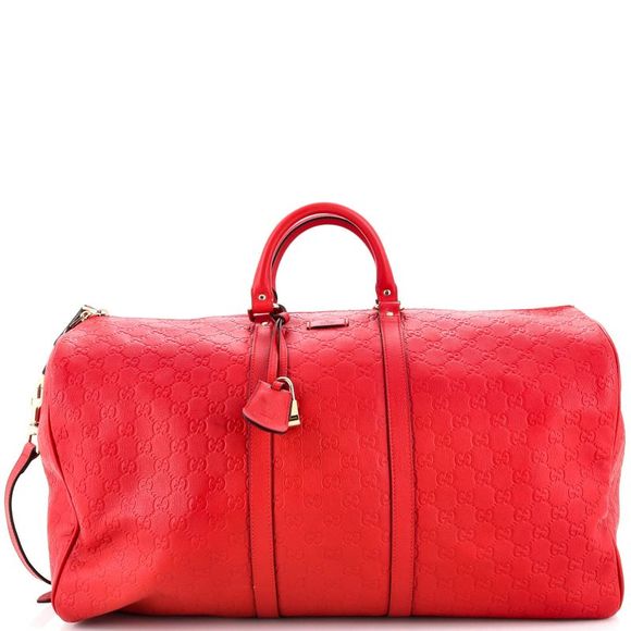Gucci Handbags - Gucci Signature Convertible Duffle Bag Guccissima Leather Large Red